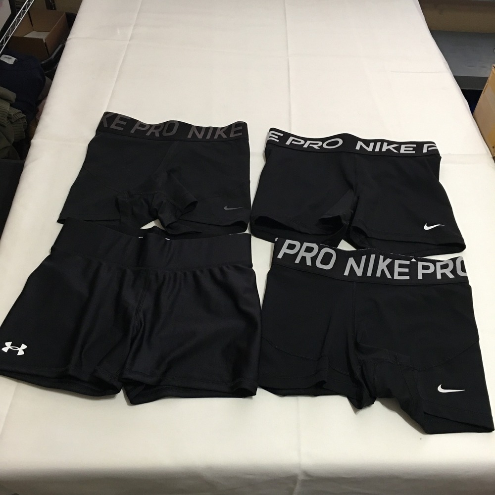 Lot of 4 Nike Pro Under Armour Compression Shorts Women Medium Black